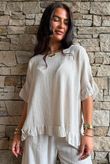 Frame Hopsack Frill Box Top Washed Stone